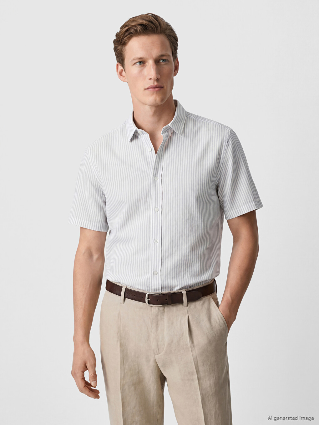 Regular Fit Striped Linen Blend Men's Shirt
