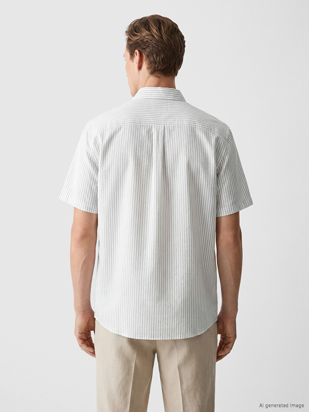 Regular Fit Striped Linen Blend Men's Shirt-3
