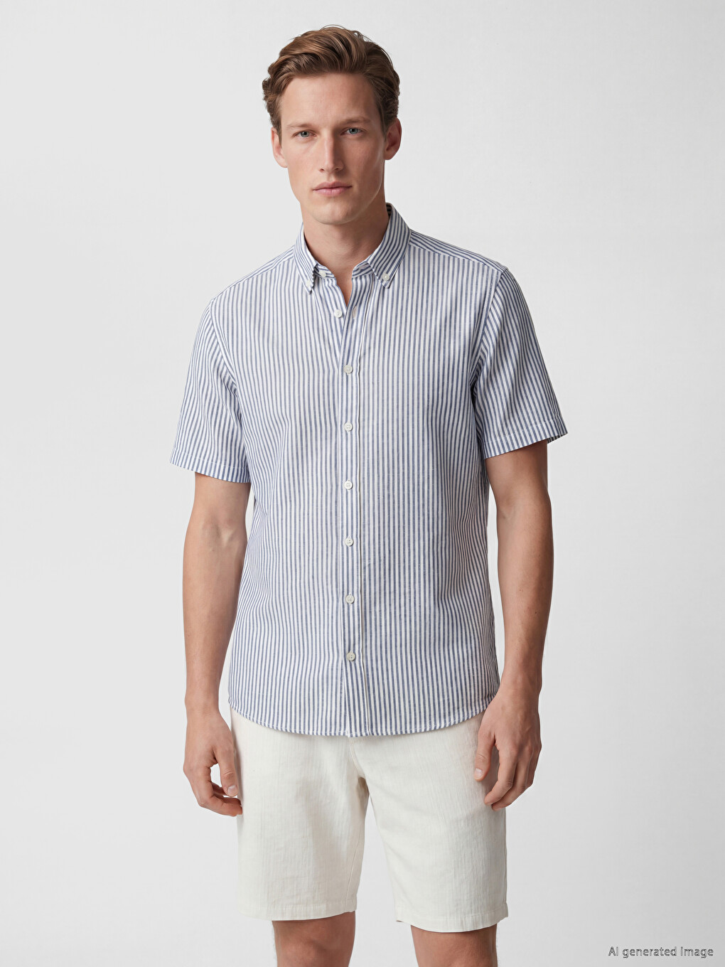 Regular Fit Striped Linen Blend Men's Shirt