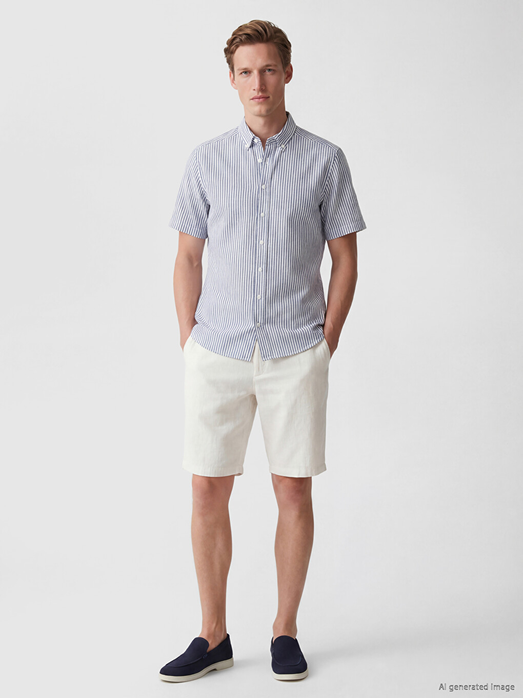Regular Fit Striped Linen Blend Men's Shirt-1