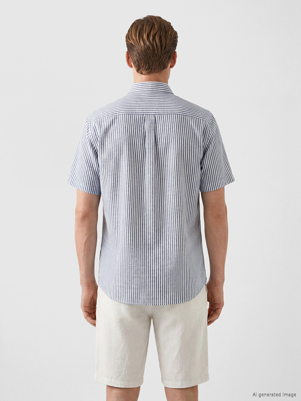 Regular Fit Striped Linen Blend Men's Shirt-3