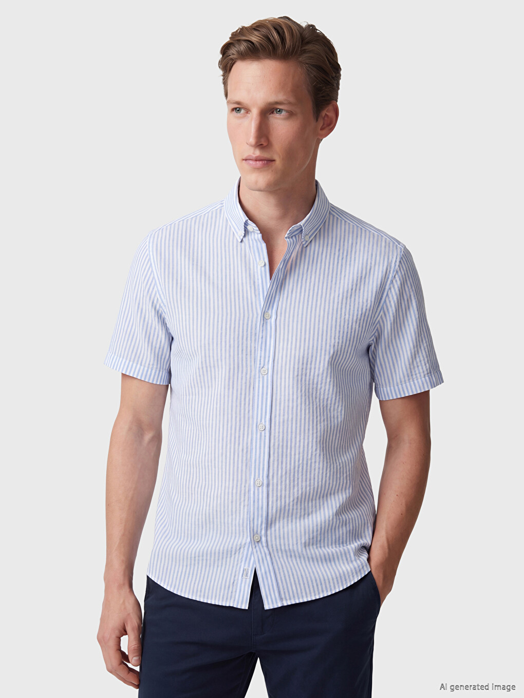 Regular Fit Striped Linen Blend Men's Shirt