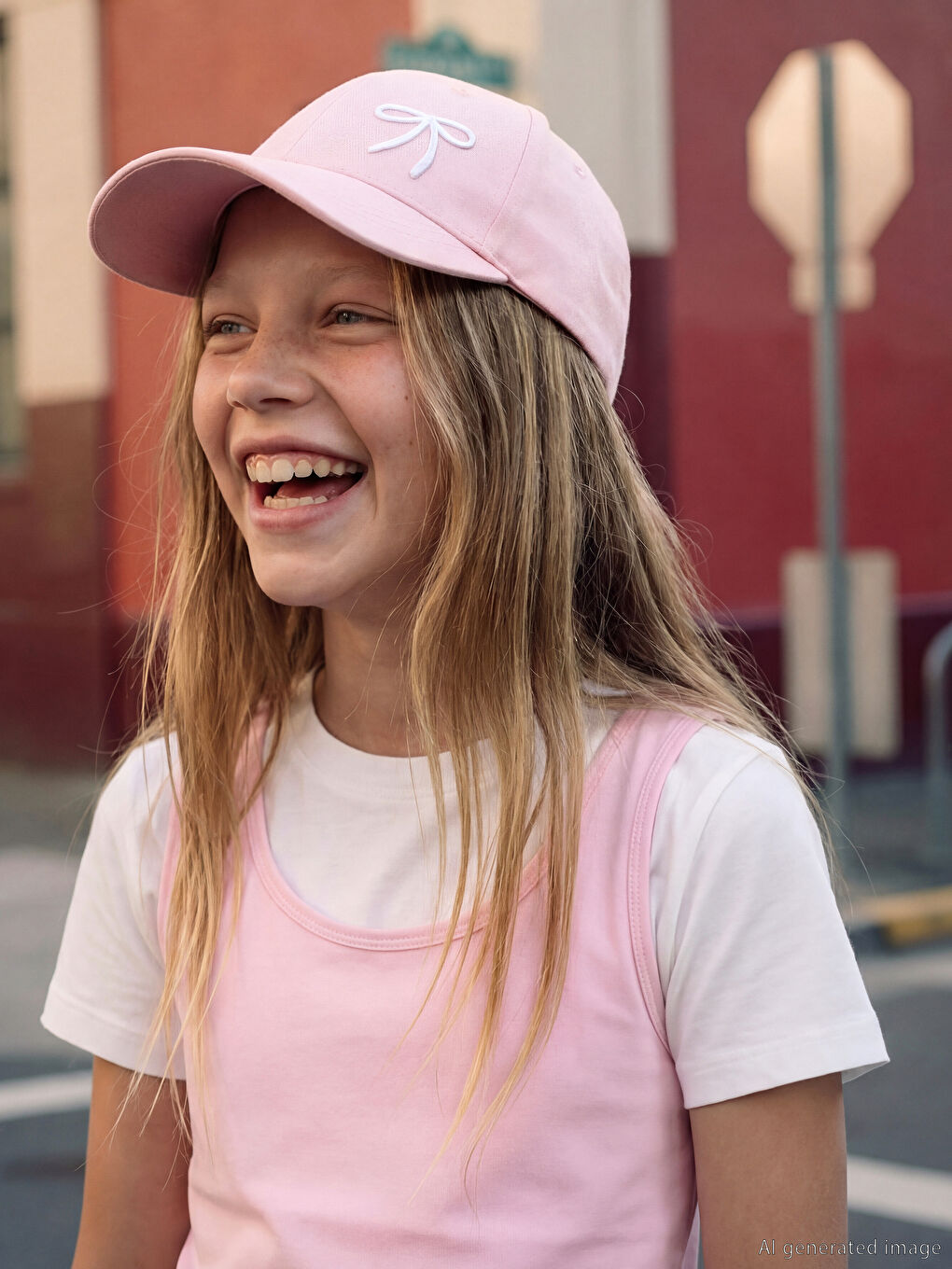 Pembe Bisiklet Yaka Kız Çocuk Tişört ve Atlet