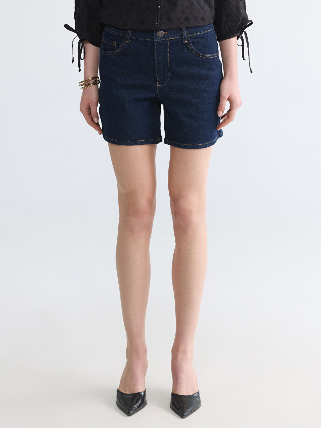 Regular Fit Women's Jean Shorts-1