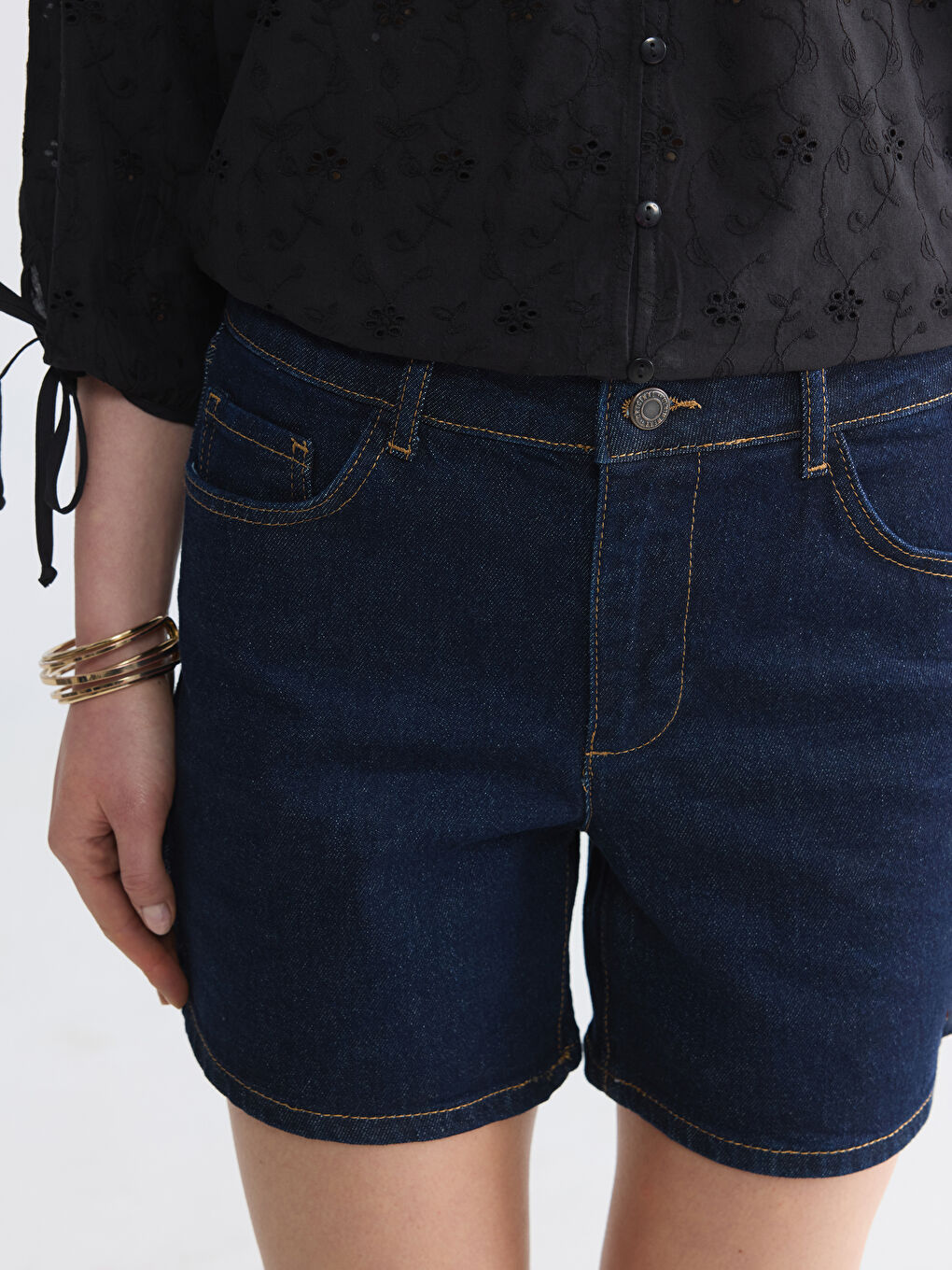Regular Fit Women's Jean Shorts-2