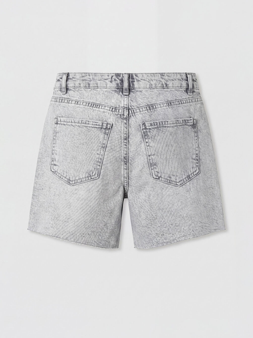 Gri Regular Fit Kadın Jean Şort-1