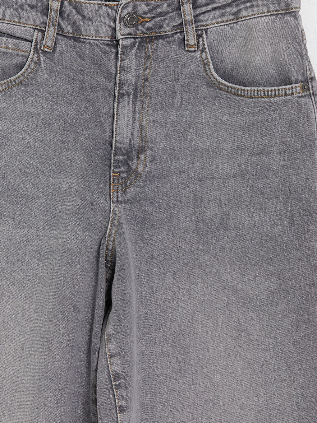 Gri Bermuda Fit Kadın Jean Şort-2