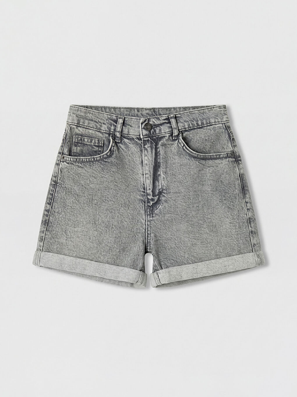 Gri Regular Fit Kadın Jean Şort