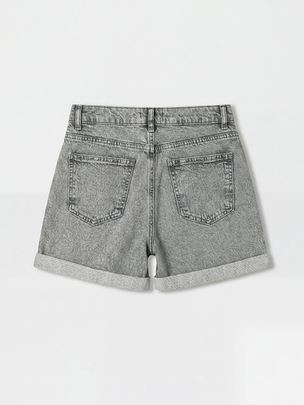 Gri Regular Fit Kadın Jean Şort-1
