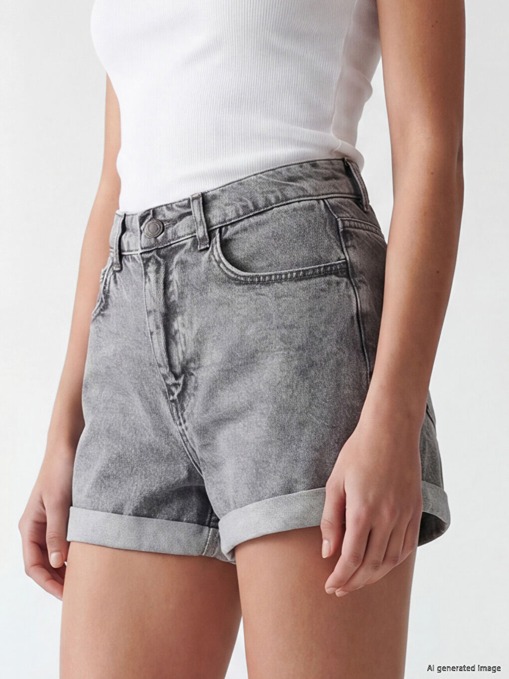 Regular Fit Women's Jean Shorts-2