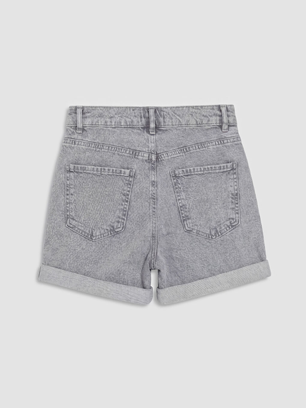 Gri Regular Fit Kadın Jean Şort-1