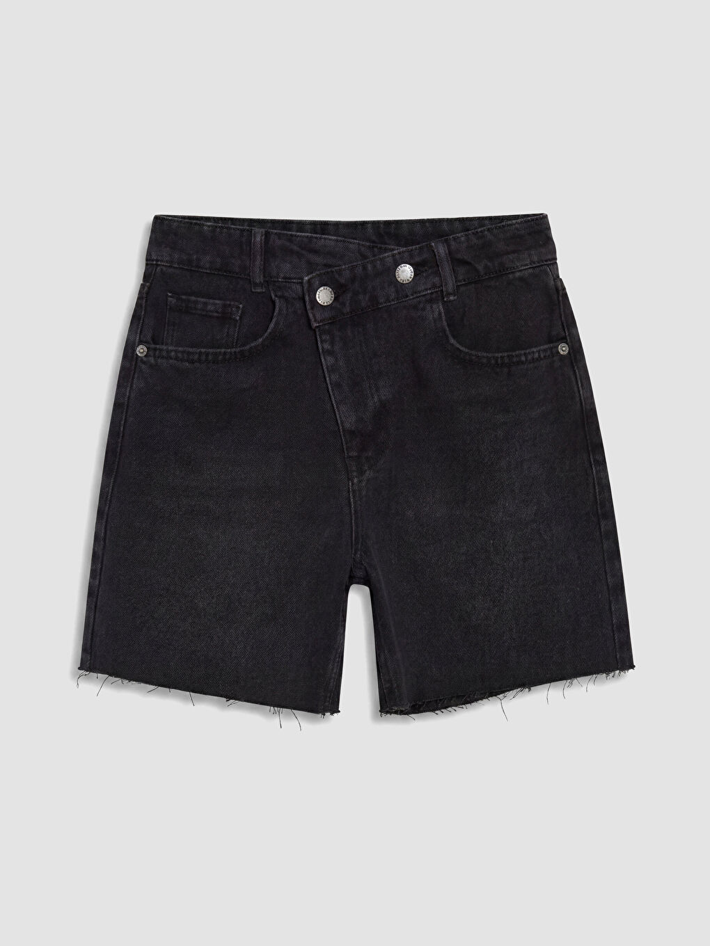 Siyah Regular Fit Kadın Mini Jean Şort-4