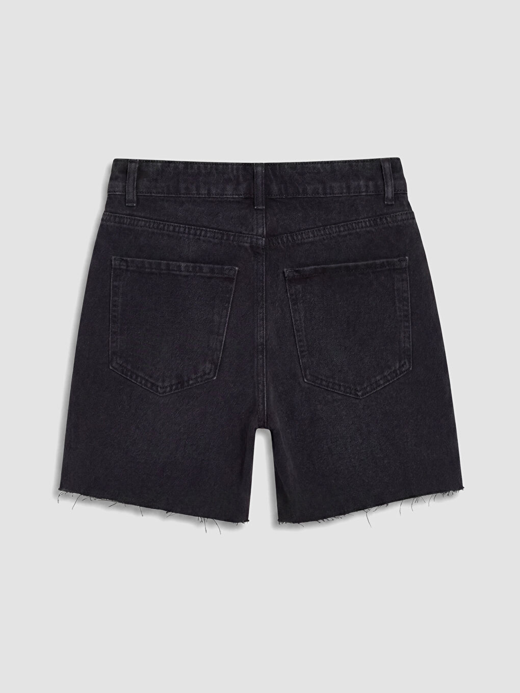 Siyah Regular Fit Kadın Mini Jean Şort-6