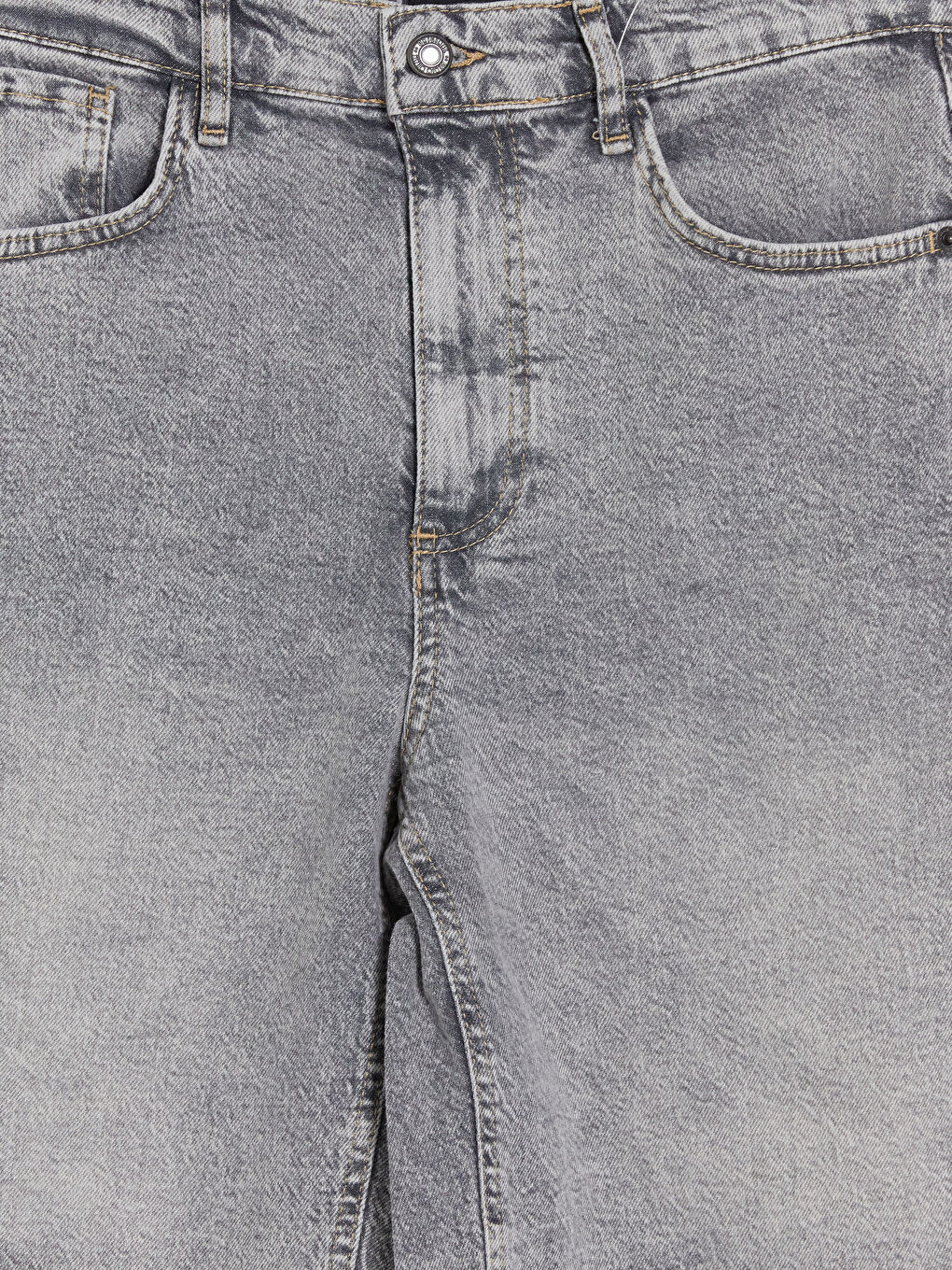 Gri Bermuda Fit Kadın Jean Şort-2