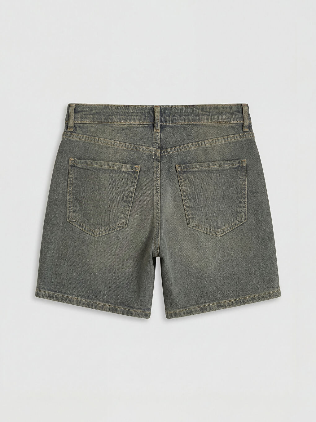 İndigo Yüksek Bel Kadın Jean Şort-1