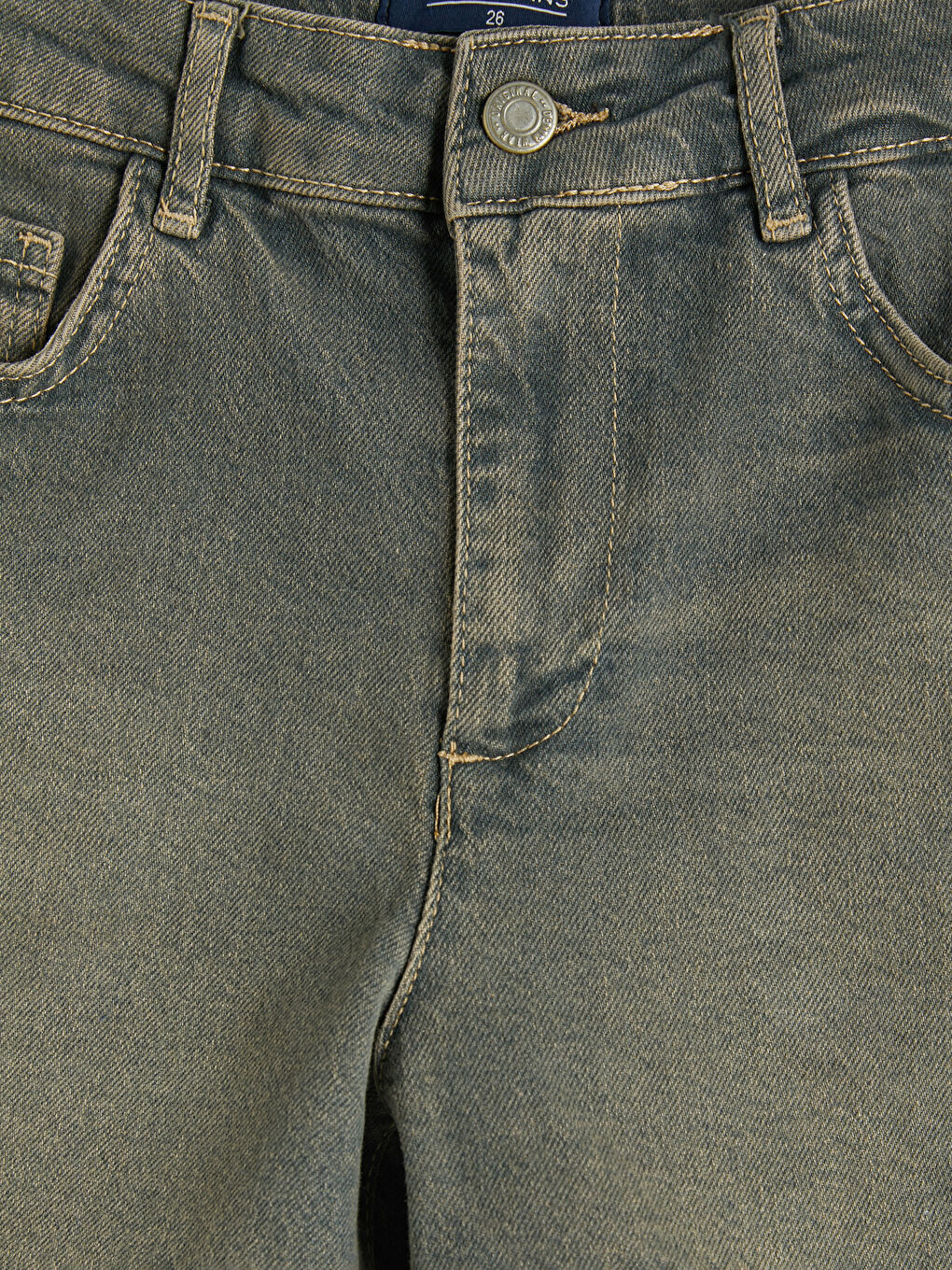 İndigo Yüksek Bel Kadın Jean Şort-2