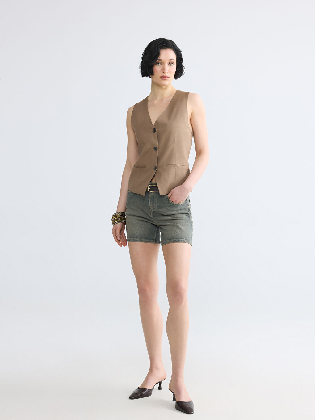 İndigo Regular Fit Kadın Jean Şort