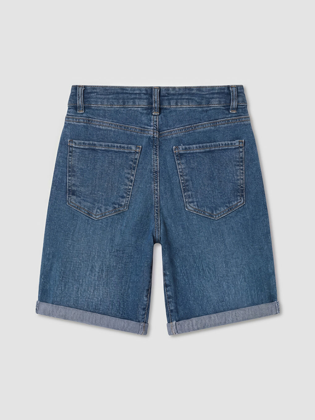 İndigo Slim Fit Kadın Jean Şort-5