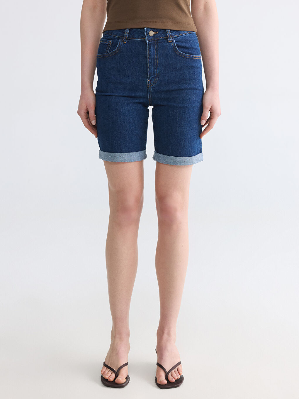 Slim Fit Women's Denim Shorts-1