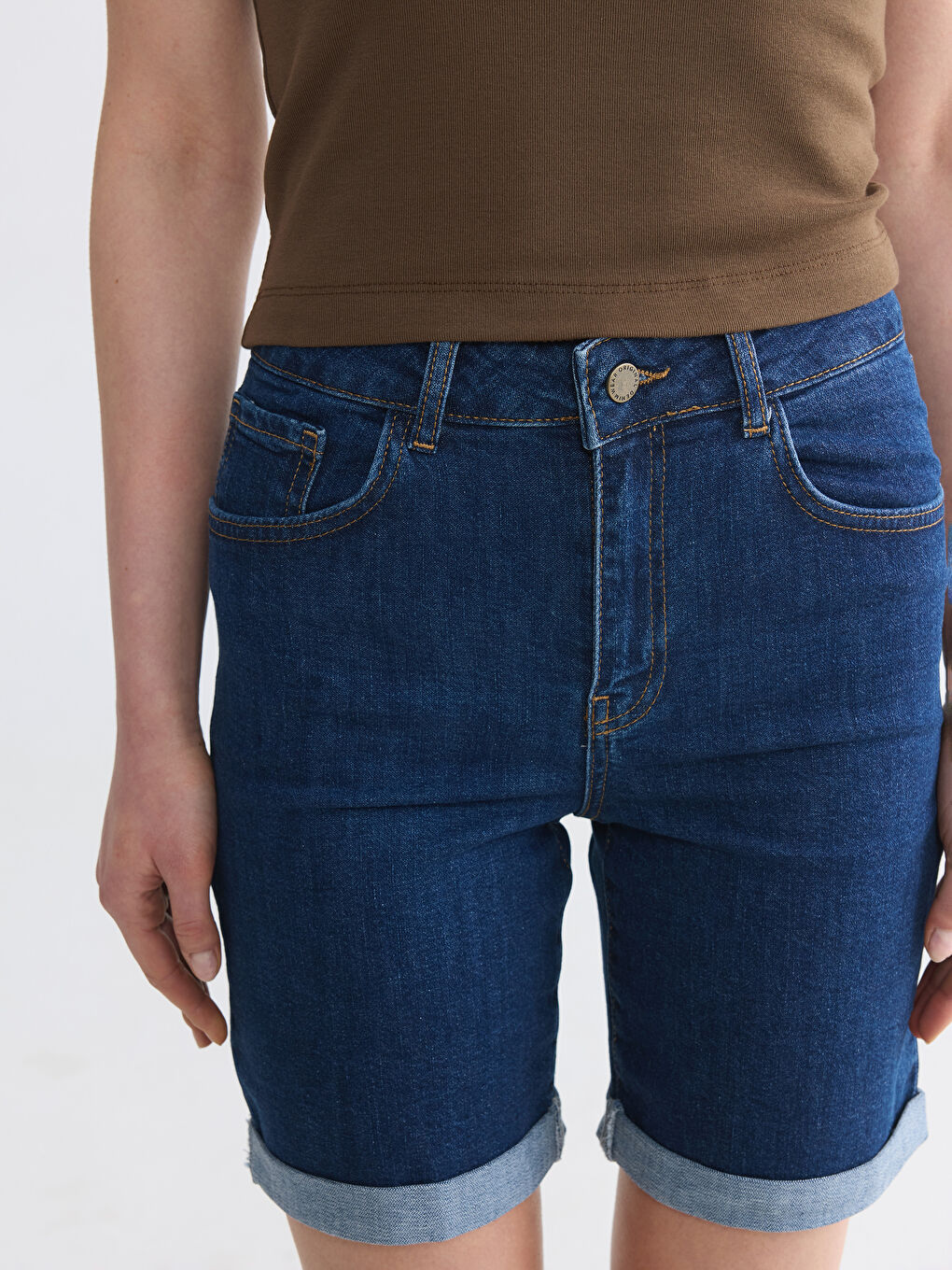Slim Fit Women's Denim Shorts-2