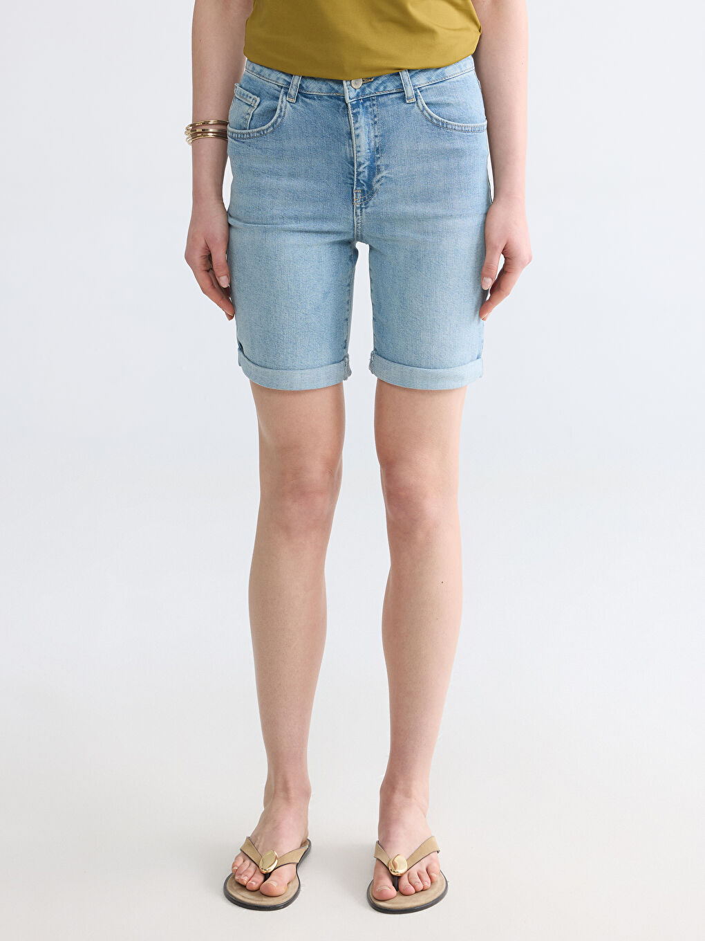 Slim Fit Women's Denim Shorts-1