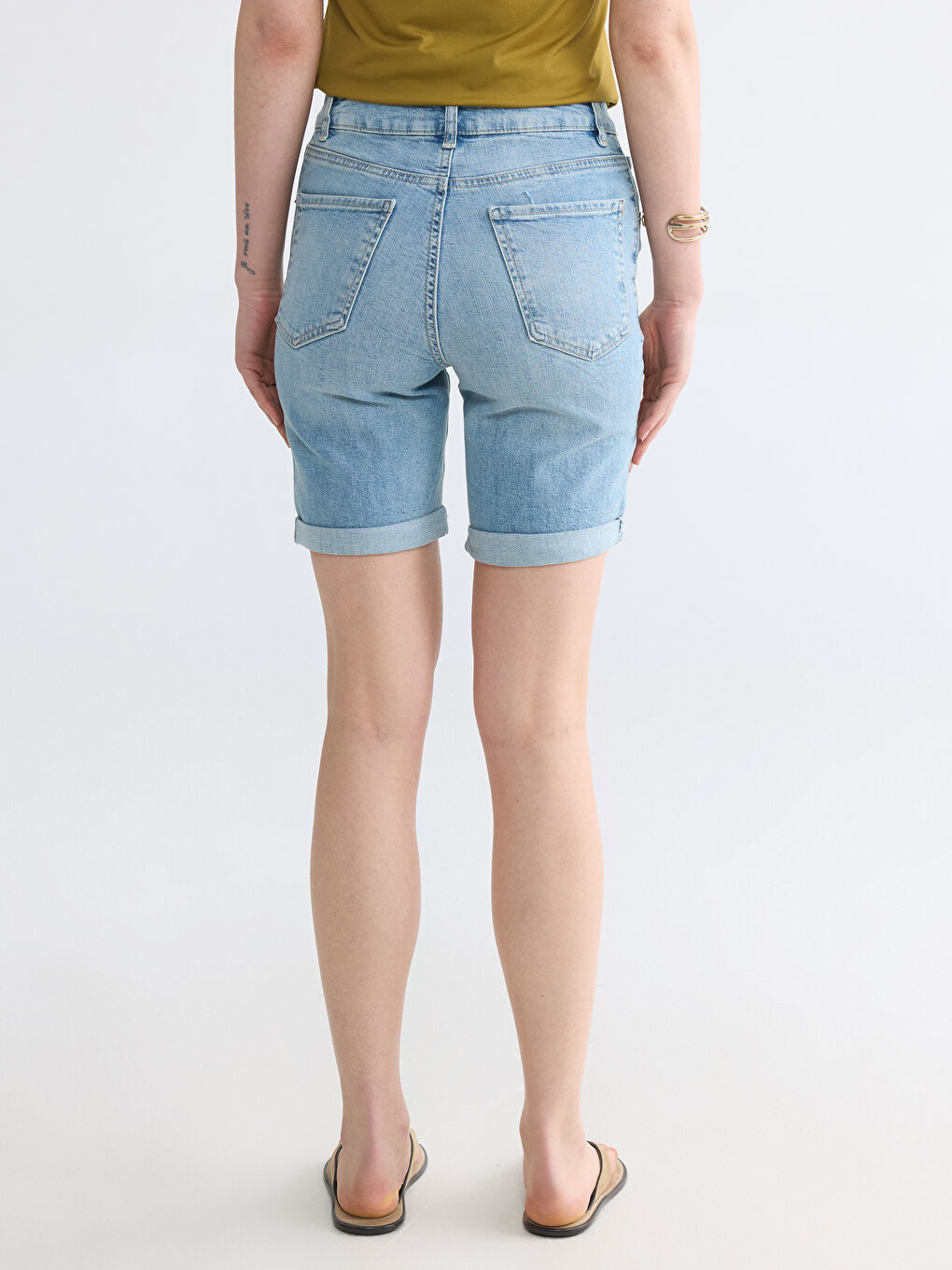 Slim Fit Women's Denim Shorts-3