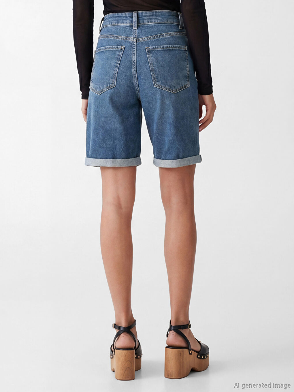 İndigo Slim Fit Kadın Jean Şort-3