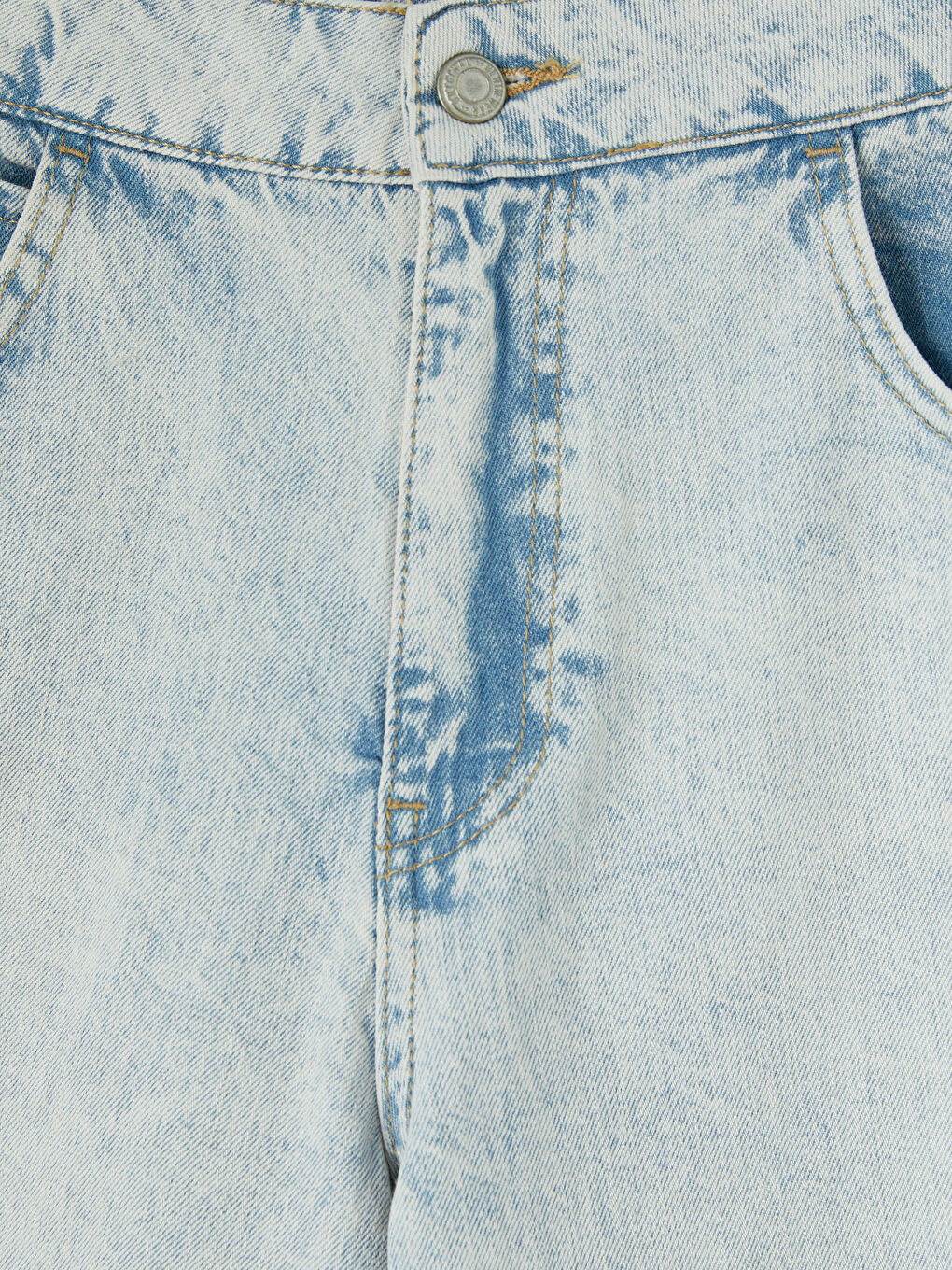 İndigo Yüksek Bel Bermuda Fit Kadın Jean Şortolon-2