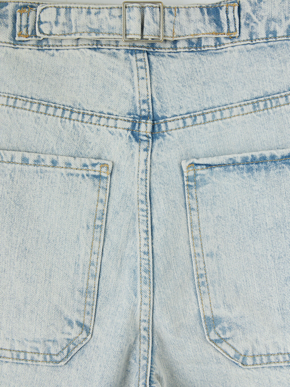 İndigo Yüksek Bel Bermuda Fit Kadın Jean Şortolon-3