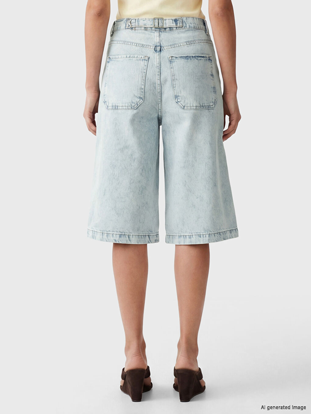 High Waisted Bermuda Fit Women's Denim Shorts-3