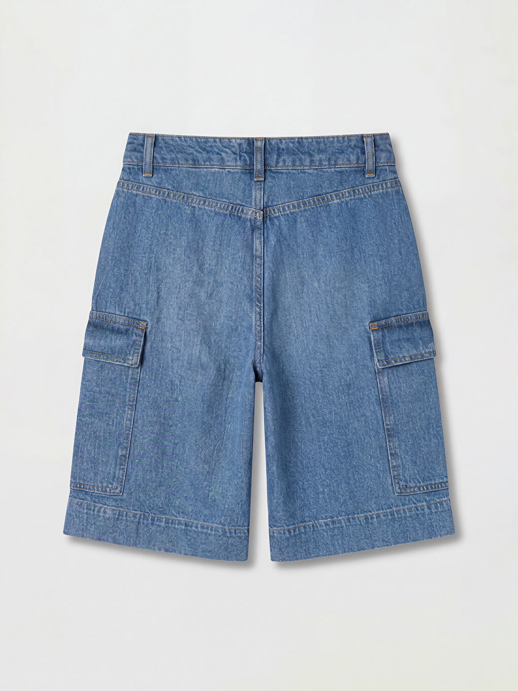 İndigo Loose Fit Kadın Jean Kargo Şort-1