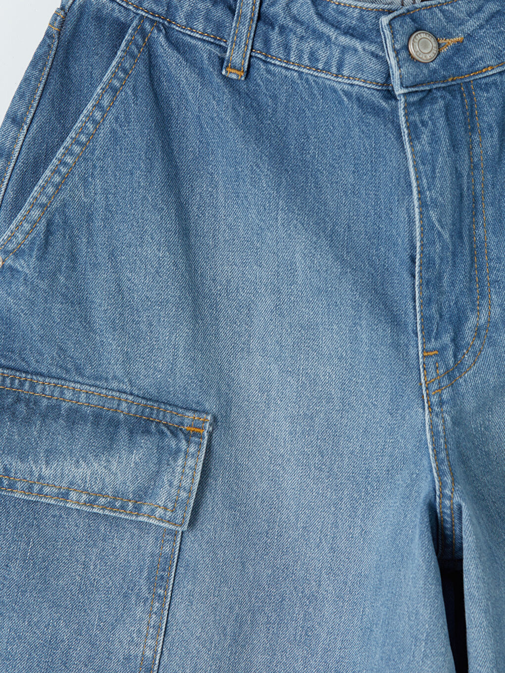 İndigo Loose Fit Kadın Jean Kargo Şort-2