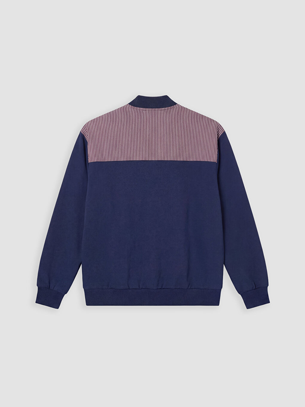 Lacivert Kolej Yaka Kadın Fermuarlı Sweatshirt-6