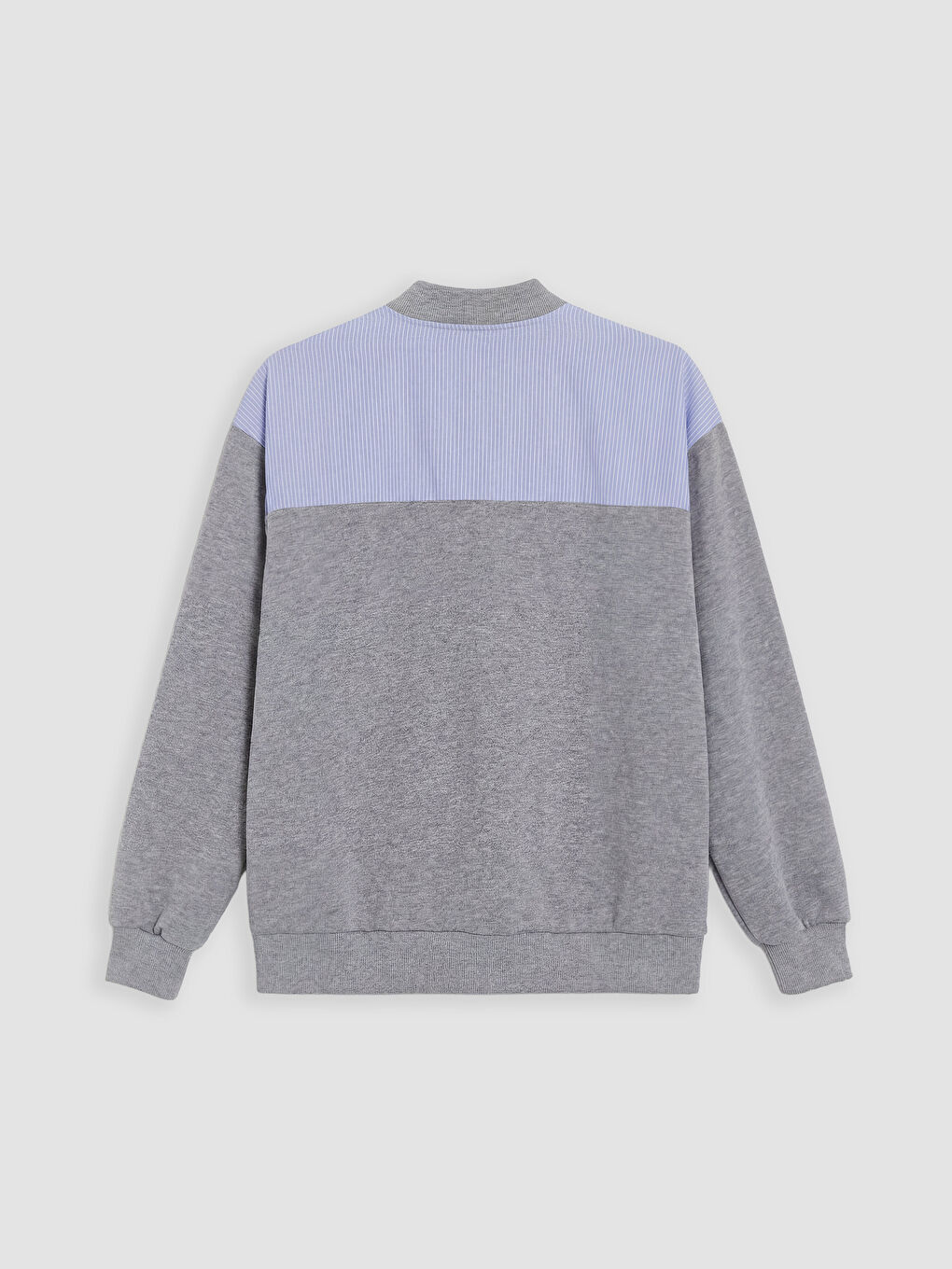 Gri Kolej Yaka Kadın Fermuarlı Sweatshirt-6