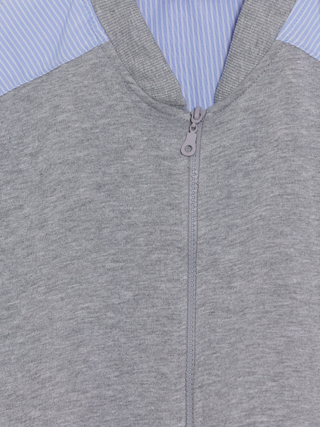 Gri Kolej Yaka Kadın Fermuarlı Sweatshirt-7