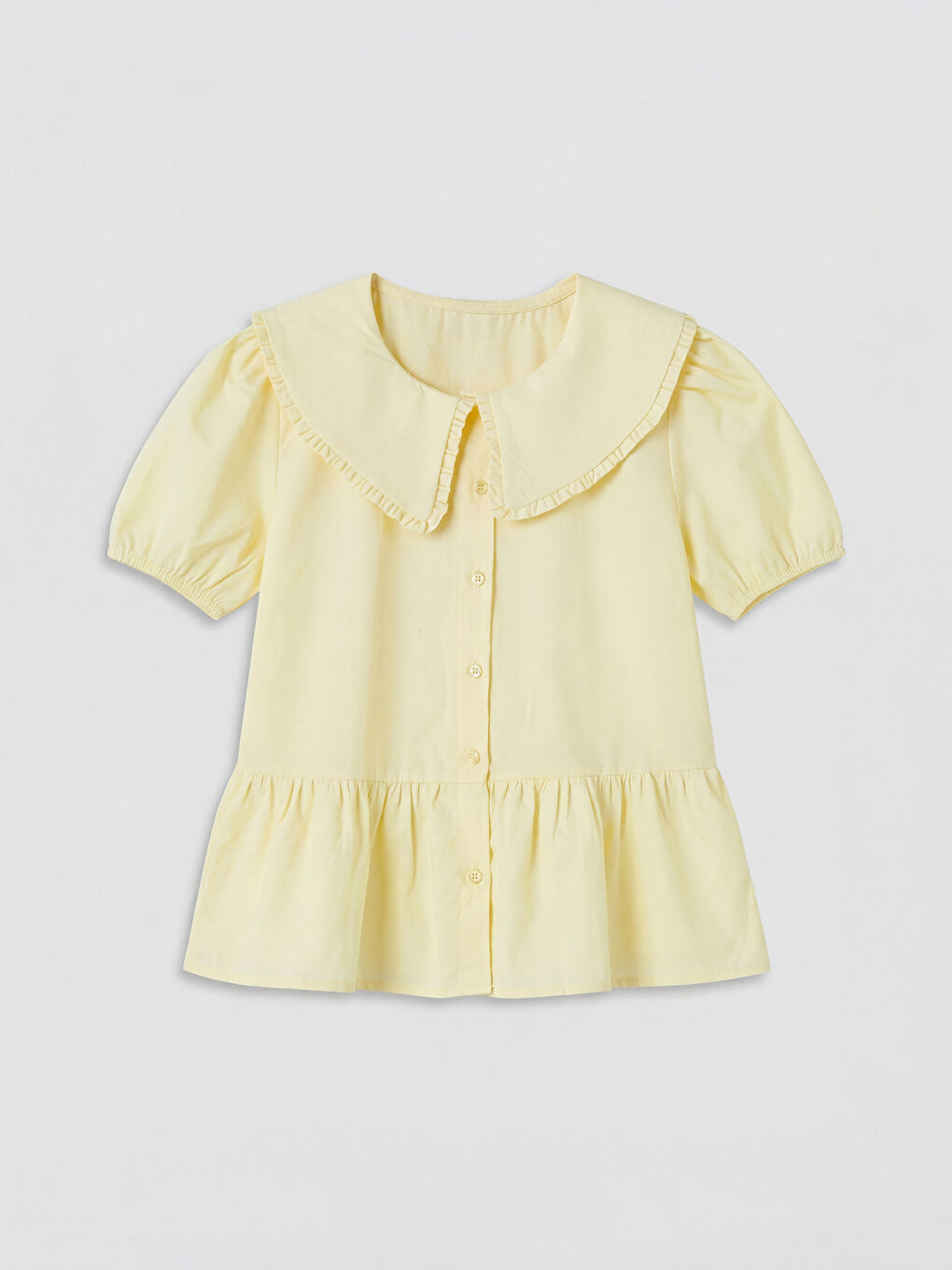 Sarı Bebe Yaka Kız Çocuk Gömlek