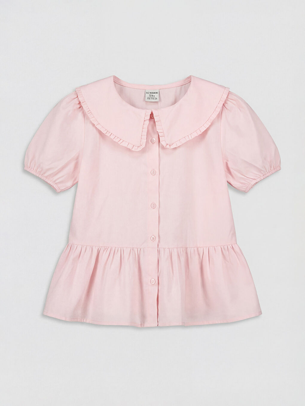 Pembe Bebe Yaka Kız Çocuk Gömlek