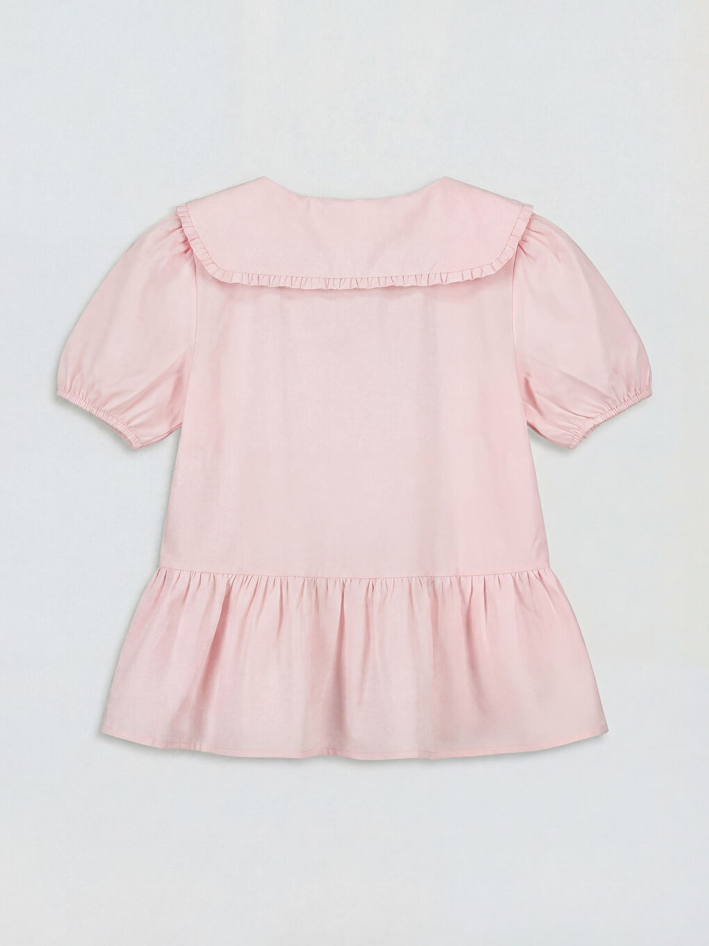 Pembe Bebe Yaka Kız Çocuk Gömlek-1