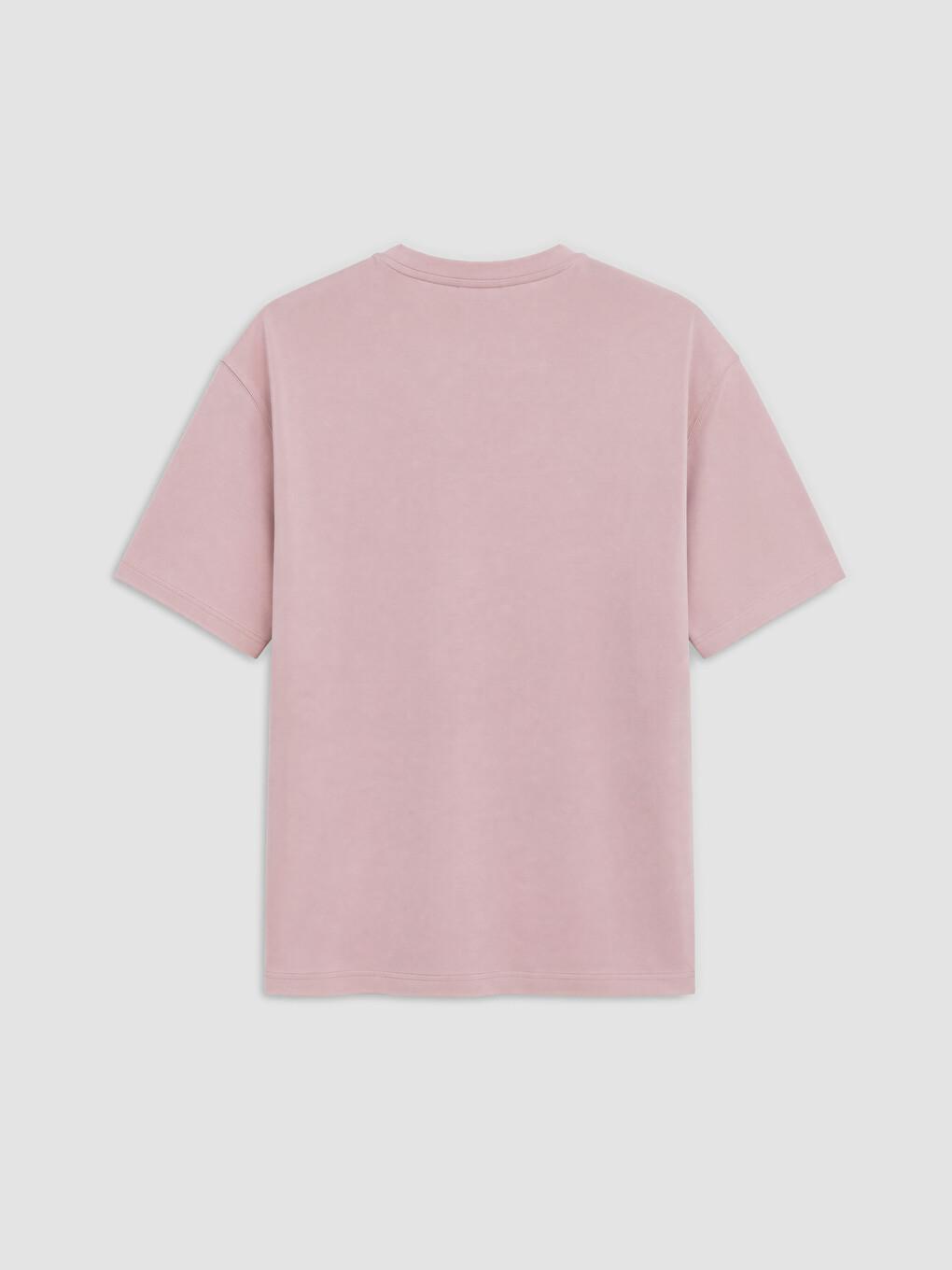 Pembe Relax Fit Bisiklet Yaka Erkek Tişört-1