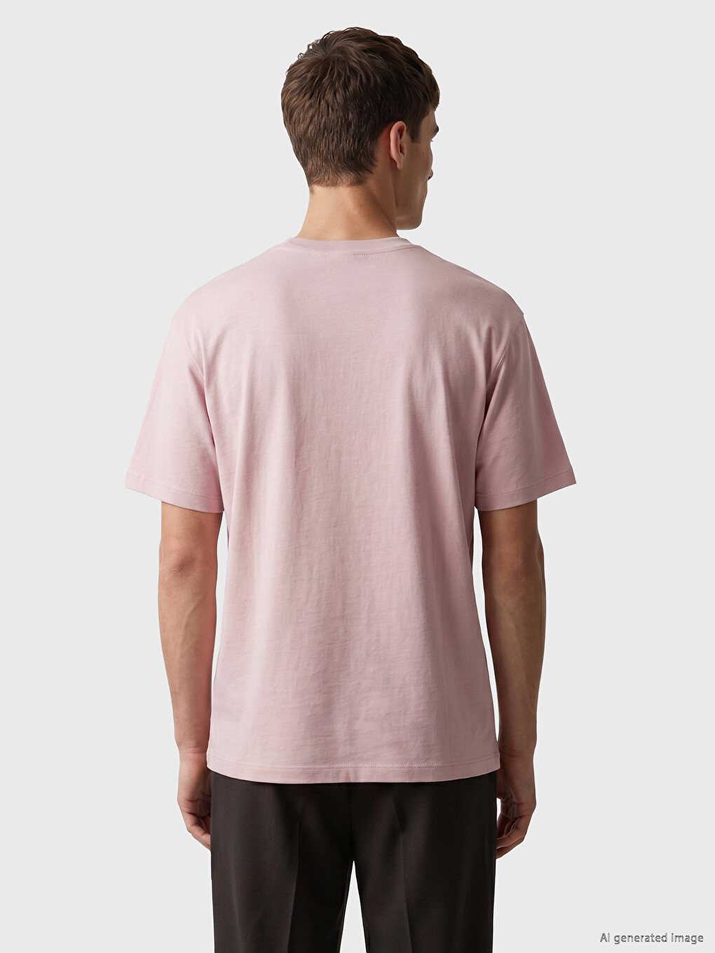 Pembe Relax Fit Bisiklet Yaka Erkek Tişört-3
