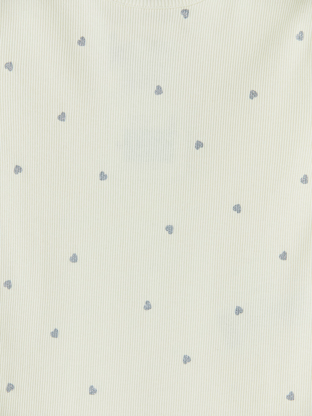 Ekru Kalp Desenli Fitilli Kız Çocuk Tişört-2