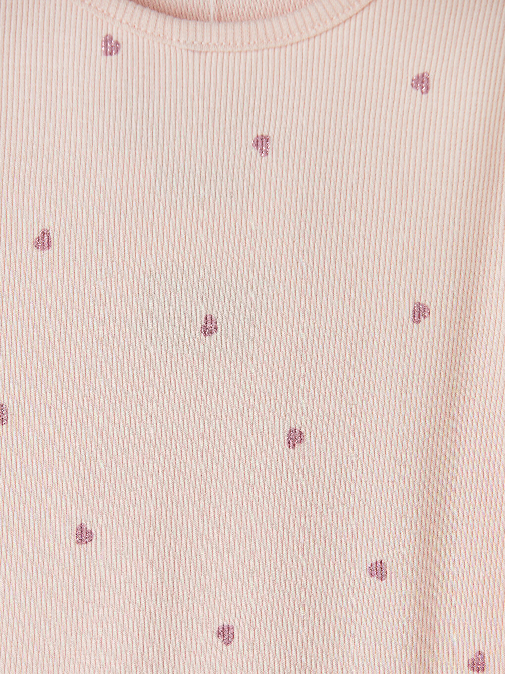 Pembe Kalp Desenli Fitilli Kız Çocuk Tişört-2