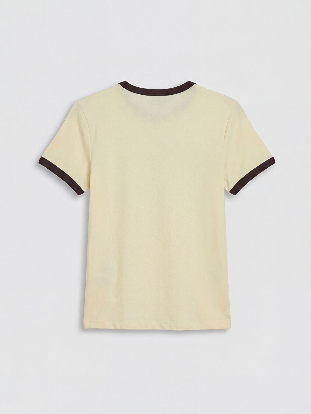 Sarı Bisiklet Yaka Baskılı Kadın Tişört-1