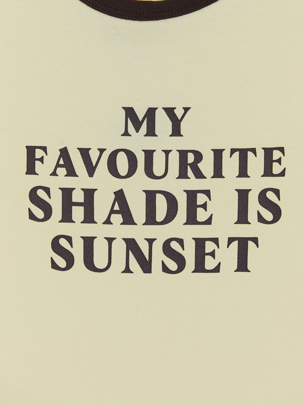 Sarı Bisiklet Yaka Baskılı Kadın Tişört-2