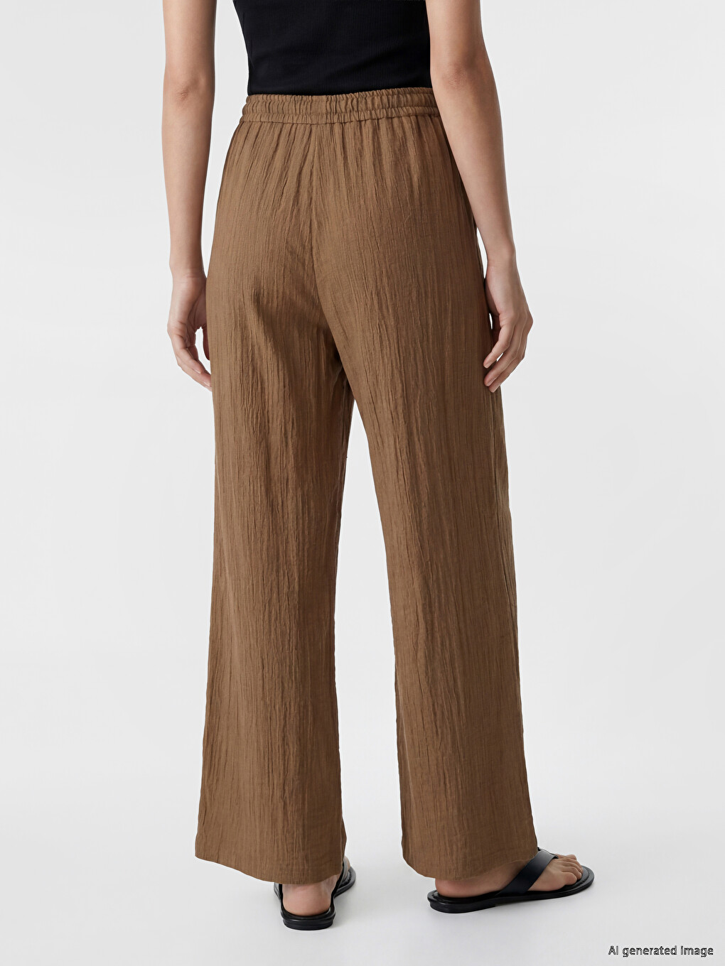 Elastic Waist Textured Women's Trousers-3