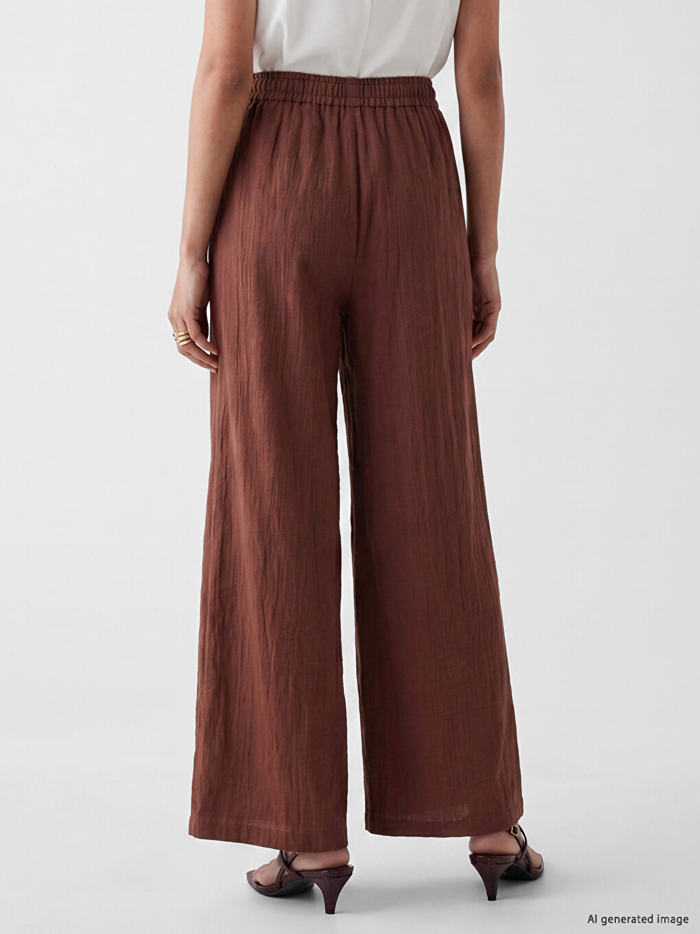Elastic Waist Textured Women's Trousers-3