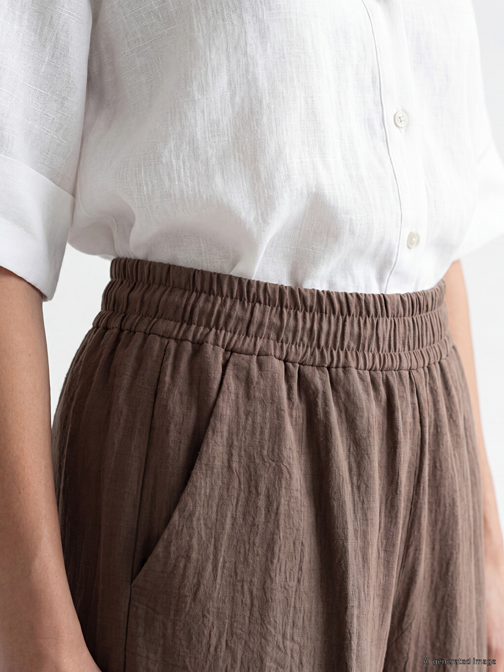 Elastic Waist Textured Women's Trousers-2