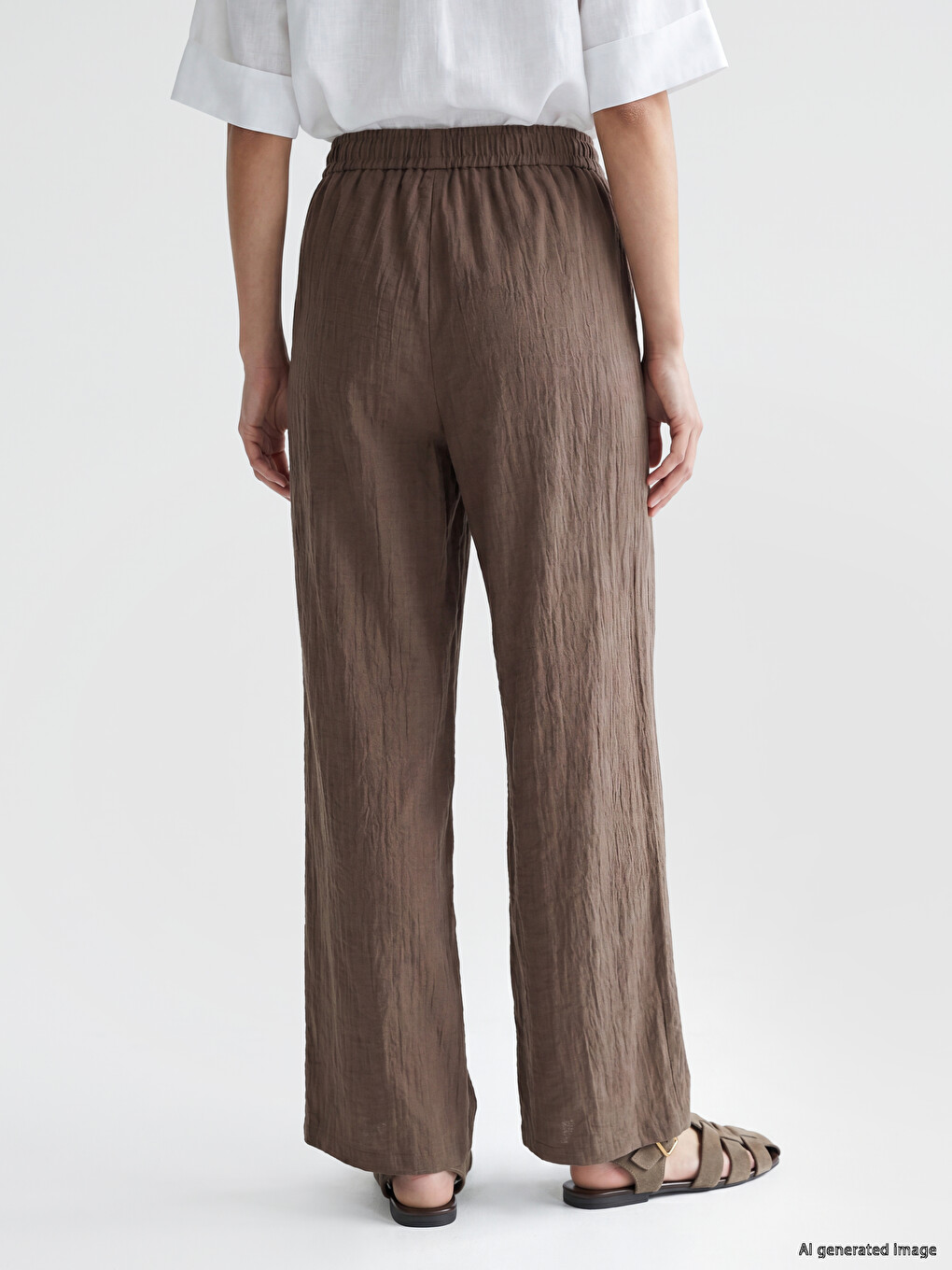 Elastic Waist Textured Women's Trousers-3
