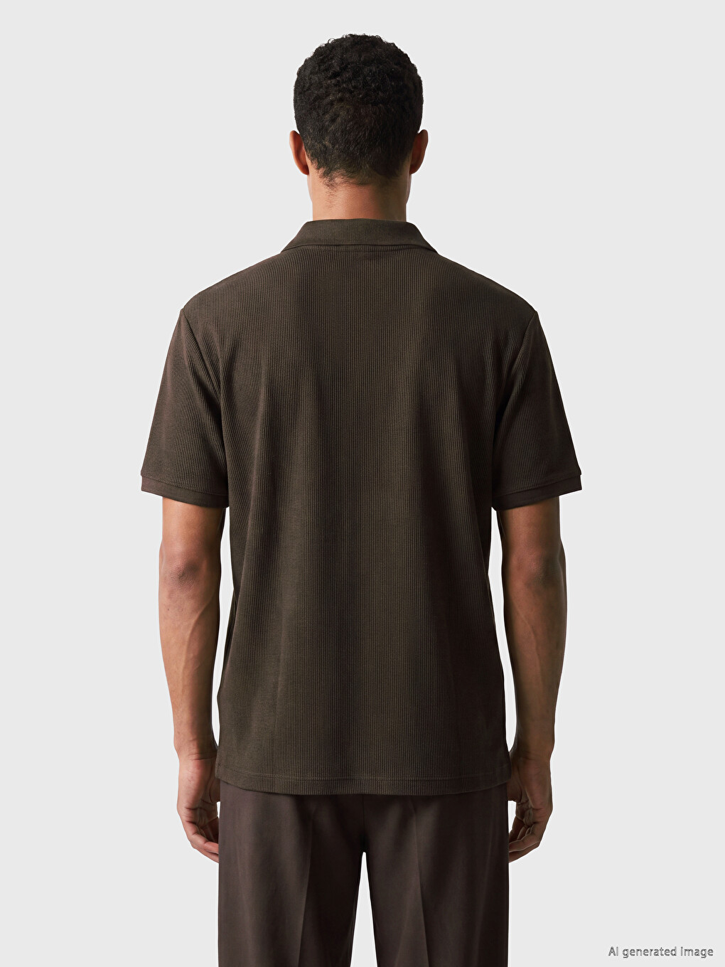 Kahverengi Polo Yaka Erkek Tişört-3