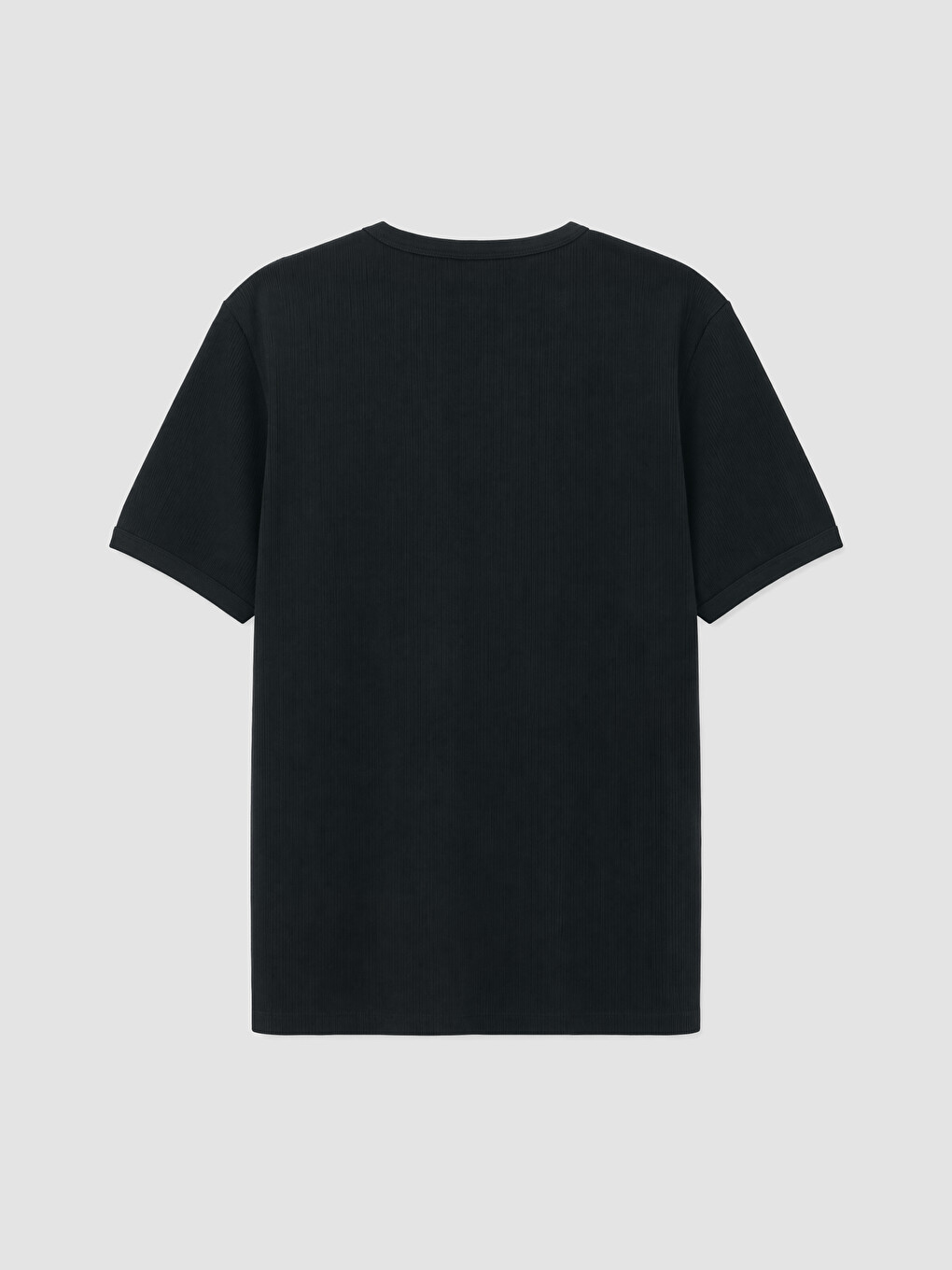 Siyah Henley Yaka Regular Fit Erkek Tişört-2